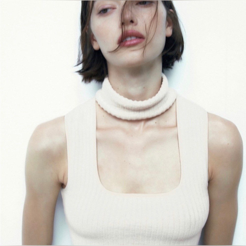 Zara Ecru 🤍🤍🤍Choker Tank Top - Size Medium - NWT